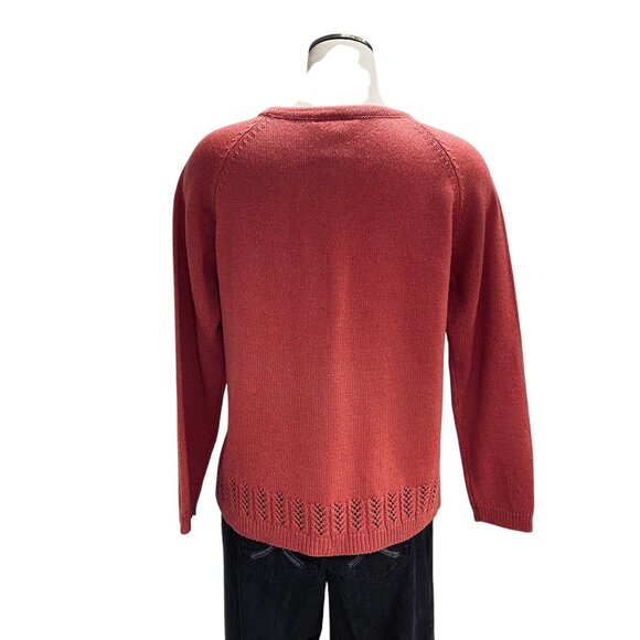 National Womens Petite Medium Coral Knit Cardigan Sweater Button Front Pockets - Picture 10 of 12